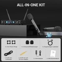 TONOR TW550 Vezeték Nélküli Újratölthető Mikrofon Szett, 2 Mikrofonnal, 80m Hatótáv, Auto Scan, 6.35/3.5mm, Karaoke, DJ, Rendezvény 9