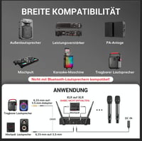 TONOR TW550 Vezeték Nélküli Újratölthető Mikrofon Szett, 2 Mikrofonnal, 80m Hatótáv, Auto Scan, 6.35/3.5mm, Karaoke, DJ, Rendezvény 2