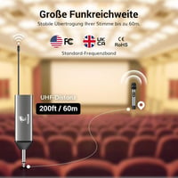 Set microfon wireless UHF portabil din metal TONOR TW620 cu receptor reîncărcabil, rază de acțiune 60 m, ieșire jack 1/4 pentru amplificator karaoke 3