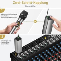 Set microfon wireless UHF portabil din metal TONOR TW620 cu receptor reîncărcabil, rază de acțiune 60 m, ieșire jack 1/4 pentru amplificator karaoke 4