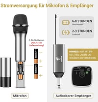 Set microfon wireless UHF portabil din metal TONOR TW620 cu receptor reîncărcabil, rază de acțiune 60 m, ieșire jack 1/4 pentru amplificator karaoke 6