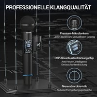 TONOR TW750 Vezeték Nélküli UHF Mikrofon Szett, 2 Tölthető Fém Mikrofon Fénygyűrűvel, 100m Hatótáv, Auto Scan Funkcióval Karaoke Partikhoz 3