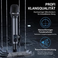 TONOR TW790 Bluetooth Vezeték Nélküli Mikrofon Szett, 2 Fém Mikrofon, 100 UHF Frekvencia, 80m Hatótáv, Újratölthető, Karaoke, Rendezvény 4