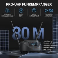 TONOR TW790 Bluetooth Vezeték Nélküli Mikrofon Szett, 2 Fém Mikrofon, 100 UHF Frekvencia, 80m Hatótáv, Újratölthető, Karaoke, Rendezvény 2