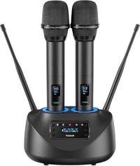 TONOR TW790 Bluetooth Vezeték Nélküli Mikrofon Szett, 2 Fém Mikrofon, 100 UHF Frekvencia, 80m Hatótáv, Újratölthető, Karaoke, Rendezvény 1