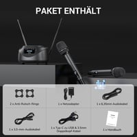 TONOR TW790 Bluetooth Vezeték Nélküli Mikrofon Szett, 2 Fém Mikrofon, 100 UHF Frekvencia, 80m Hatótáv, Újratölthető, Karaoke, Rendezvény 8