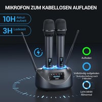 TONOR TW790 Bluetooth Vezeték Nélküli Mikrofon Szett, 2 Fém Mikrofon, 100 UHF Frekvencia, 80m Hatótáv, Újratölthető, Karaoke, Rendezvény 5