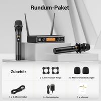 TONOR TW820 Vezeték Nélküli Duál Mikrofon Szett - UHF Professzionális Dinamikus Rendszer Karaoke, Buli, Esküvő, Rendezvény - 60m Hatótáv, Fe 9