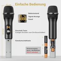 TONOR TW820 Vezeték Nélküli Duál Mikrofon Szett - UHF Professzionális Dinamikus Rendszer Karaoke, Buli, Esküvő, Rendezvény - 60m Hatótáv, Fe 7