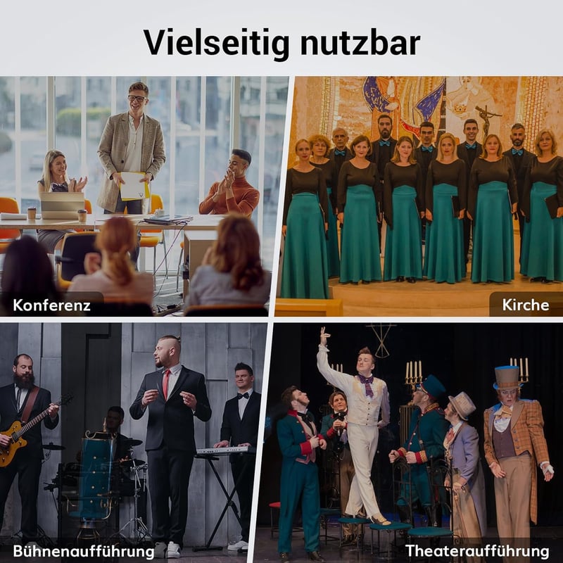 TONOR UHF Vezeték nélküli Mikrofon Szett 4 Testpakk Adóval, Fejpánt és Nyakpánt Mikrofonnal - 4 pocket transmitters