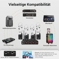 TONOR UHF Vezeték nélküli Mikrofon Szett 4 Testpakk Adóval, Fejpánt és Nyakpánt Mikrofonnal - 4 pocket transmitters 5