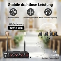 TONOR UHF Vezeték nélküli Mikrofon Szett 4 Testpakk Adóval, Fejpánt és Nyakpánt Mikrofonnal - 4 pocket transmitters 3