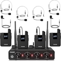 TONOR UHF Vezeték nélküli Mikrofon Szett 4 Testpakk Adóval, Fejpánt és Nyakpánt Mikrofonnal - 4 pocket transmitters 1
