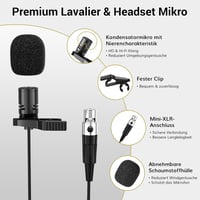TONOR UHF Vezeték nélküli Mikrofon Szett – Fej- és Gallérmikrofon, Bodypack Adó, Mini Vevő, 60 m Hatótáv 6