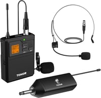 TONOR UHF Vezeték nélküli Mikrofon Szett – Fej- és Gallérmikrofon, Bodypack Adó, Mini Vevő, 60 m Hatótáv 1