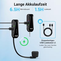 TONOR UHF vezeték nélküli fejhallgató-mikrofon rendszer, 20 csatorna, 20 m hatótáv 4