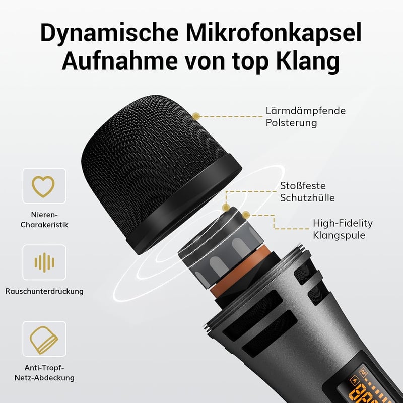 TONOR Vezeték nélküli mikrofon szett 4 db kézi mikrofonnal 60m reichweite karaoke énekléshez