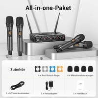 TONOR Vezeték nélküli mikrofon szett 4 db kézi mikrofonnal 60m reichweite karaoke énekléshez 7