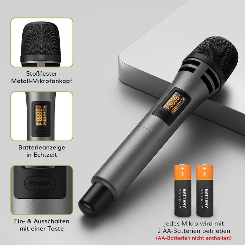 TONOR Vezeték nélküli mikrofon szett 4 db kézi mikrofonnal 60m reichweite karaoke énekléshez