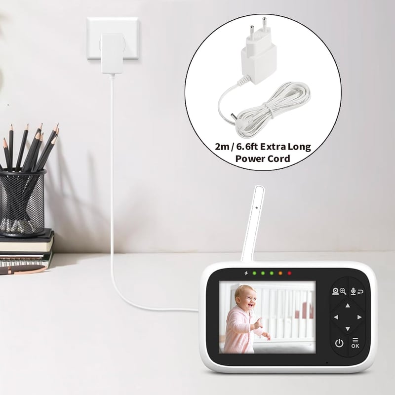 TONTON 5V 1A Baby Monitor Töltőkábel HelloBaby HB50 HB66 Szülő Egység 2m Fehér