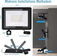 toobettp 100W LED Reflektor Mozgásérzékelővel, 10000 Lumen Meleg Fehér IP66 Vízálló Kültéri 2