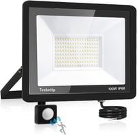toobettp 100W LED Reflektor Mozgásérzékelővel, 10000 Lumen Meleg Fehér IP66 Vízálló Kültéri 1