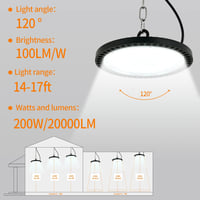 toobettp 200W LED UFO Ipari Lámpa 10000 lm IP65 Hidegfehér Csarnokvilágítás 6