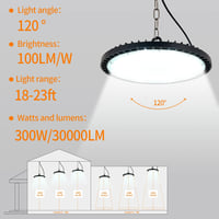 toobettp 300W UFO Ipari Lámpa 10000 Lumen IP65 Vízálló Hideg Fehér Csarnokvilágítás 6