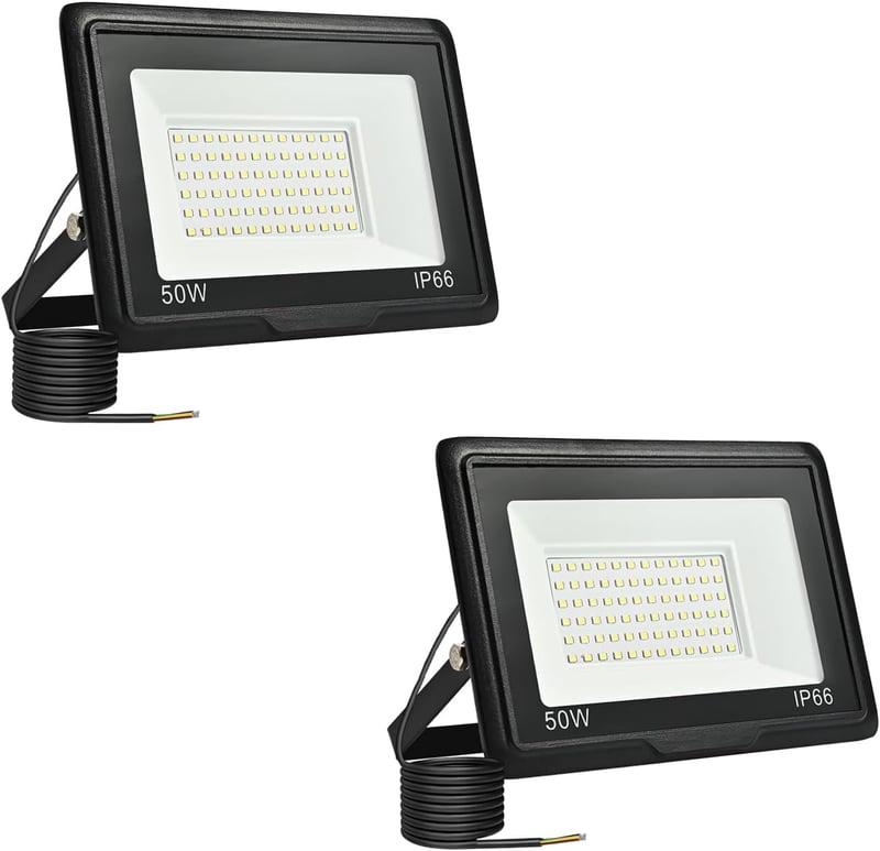toobettp 50W LED Kültéri Reflektor 6000K 5000 Lumen IP66 Vízálló Kerti Lámpa 2db