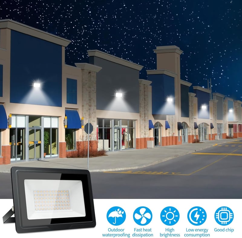 toobettp 50W LED Kültéri Reflektor 6000K 5000 Lumen IP66 Vízálló Kerti Lámpa 2db