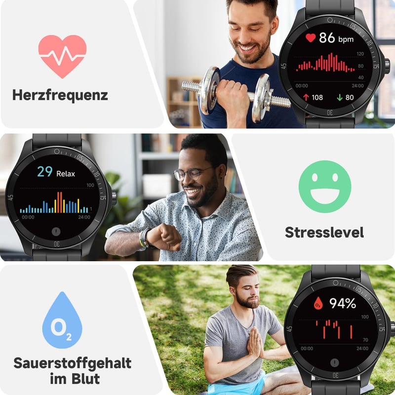 TOOBUR Alexa Smartwatch 44mm Fitness Óra Szívritmus Monitor IP68 Vízálló Android iOS