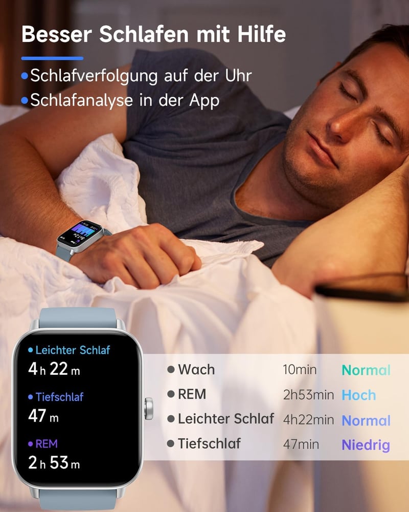 TOOBUR Smartwatch Nőknek 1.8" Fitness Tracker 100 Sport Pulzusmérő IP68 Vízálló - blue