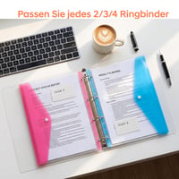 TOOELMON Mapă pentru documente A4, set de 12 dosare transparente pentru organizarea documentelor A4, mape extensibile și impermeabile cu capsă, 6 culori 3