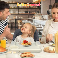 Toogel Hordozható Baba Etetőszék Tálcával, Összecsukható Ülésmagasító Kisgyerekeknek, Utazótáskával, Fekete 9