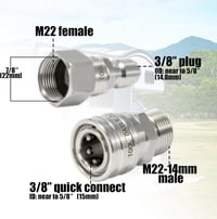Tool Daily M22 14mm Nyomásmosó Adapter Készlet Rozsdamentes Gyorscsatlakozó 5000PSI 4