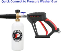 Pistol de spălare cu presiune scurtă Tool Daily cu lance de spumă, conector rapid 1/4", 5 duze, 1 L 7