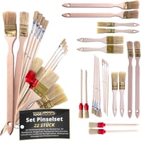 ToolSpace 22 részes ecsetkészlet - 4 radiátor ecset, 14 lapos ecset, 4 kerek ecset - Természetes sörte, fa nyél - Festéshez, lakkozáshoz 1