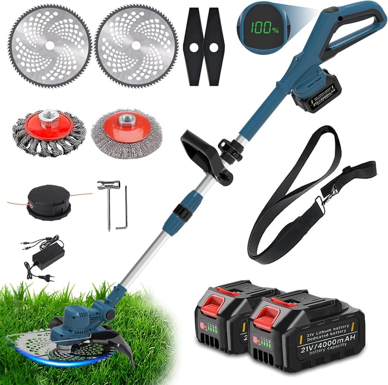 TOOLTESOO Akkus Fűkasza Makita Akkuhoz 750W Kefe Nélküli Motor 180° Összecsukható