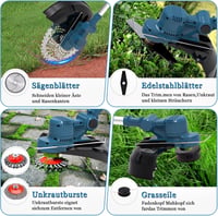 TOOLTESOO Akkus Fűkasza Makita Akkuhoz 750W Kefe Nélküli Motor 180° Összecsukható 3