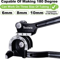 Toolwiz Csőhajlító Fogó 3-in-1 Fékvezeték Hajlító Szerszám 6-8-10 mm Alumínium Réz Cső Kézi Hajlítófogó Piros - Black 6