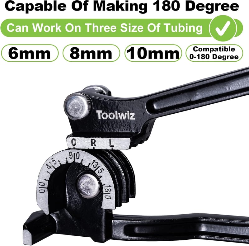 Toolwiz Csőhajlító Fogó 3-in-1 Fékvezeték Hajlító Szerszám 6-8-10 mm Alumínium Réz Cső Kézi Hajlítófogó Piros - Black
