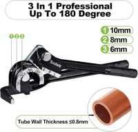 Toolwiz Csőhajlító Fogó 3-in-1 Fékvezeték Hajlító Szerszám 6-8-10 mm Alumínium Réz Cső Kézi Hajlítófogó Piros - Black 5