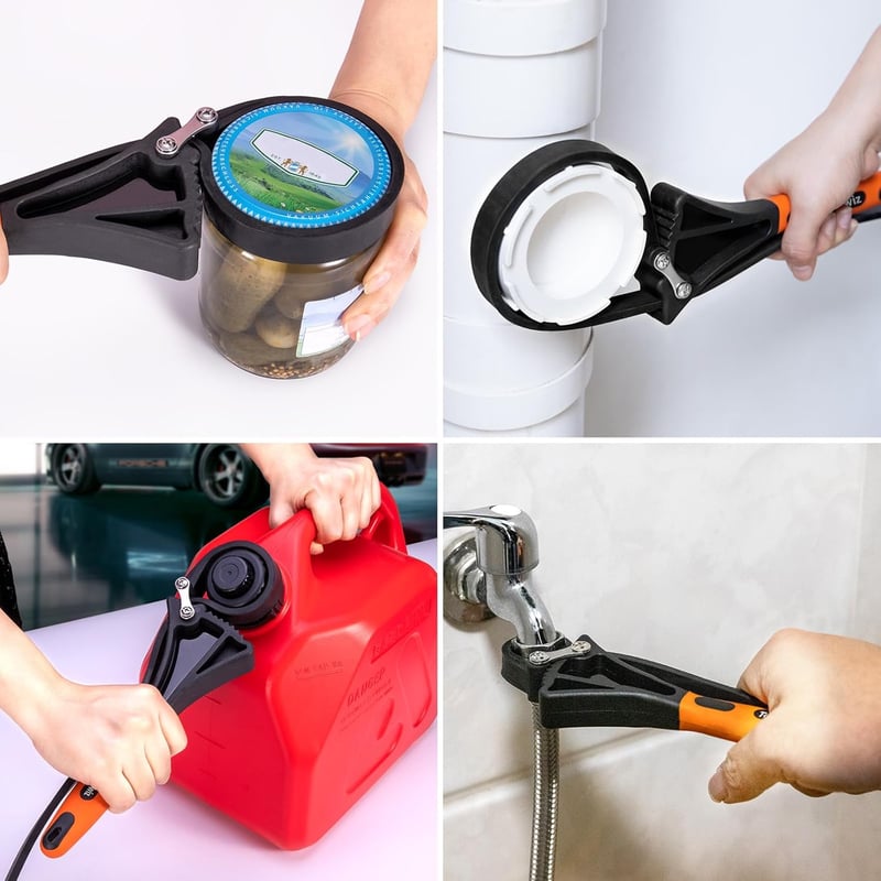 Toolwiz Gumiszalagos Csavarkulcs Készlet - 2 részes Univerzális Olajszűrő Kulcs, Befőttesüveg Nyitó, Csőkulcs, Narancs Színű