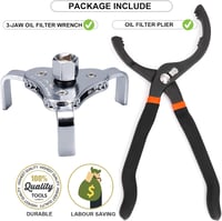Toolwiz Olajszűrő Kulcs és Fogó Szett (2 db) Univerzális Olajcsere Szerszám 64-116 mm Szűrőkhöz Autó Motor Karbantartás 9