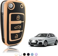 TOOMUME TPU Autókulcs Tok Audi A1 A3 A4 A5 A6 A8 Q2 Q3 Q5 Q7 R8 RS3 RS4 RS6 S3 S4 S6 TT Seat Exeo - black gold 1