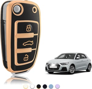 Husă pentru chei auto TOOMUME TPU pentru modelele Audi / Seat Exeo - negru-auriu