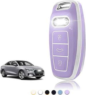 TOOMUME TPU autókulcs tok Audi E-Tron / Q8 / RS7 modellekhez - lila-ezüst