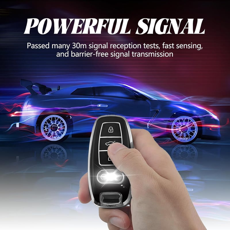 TOOMUME TPU Autókulcs Tok Audi A3 A4 A5 A6 A7 A8 Q5 Q7 Q8 RS6 RS7 S3 S6 S7 SQ7 SQ8 E-Tron Kulcsvédő - Purple silver