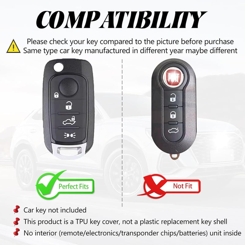 Husă cheie auto TOOMUME TPU pentru Fiat 500X 500L 500 Tipo Egea Toro Jeep Renegade Dodge Neon, protecție cheie neagră aurie, 4 butoane