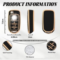 Husă cheie auto TOOMUME TPU pentru Fiat 500X 500L 500 Tipo Egea Toro Jeep Renegade Dodge Neon, protecție cheie neagră aurie, 4 butoane 2